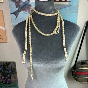 Vintage faux pearl strands, set of 2, no clasp, Braided Necklace- chic victorian